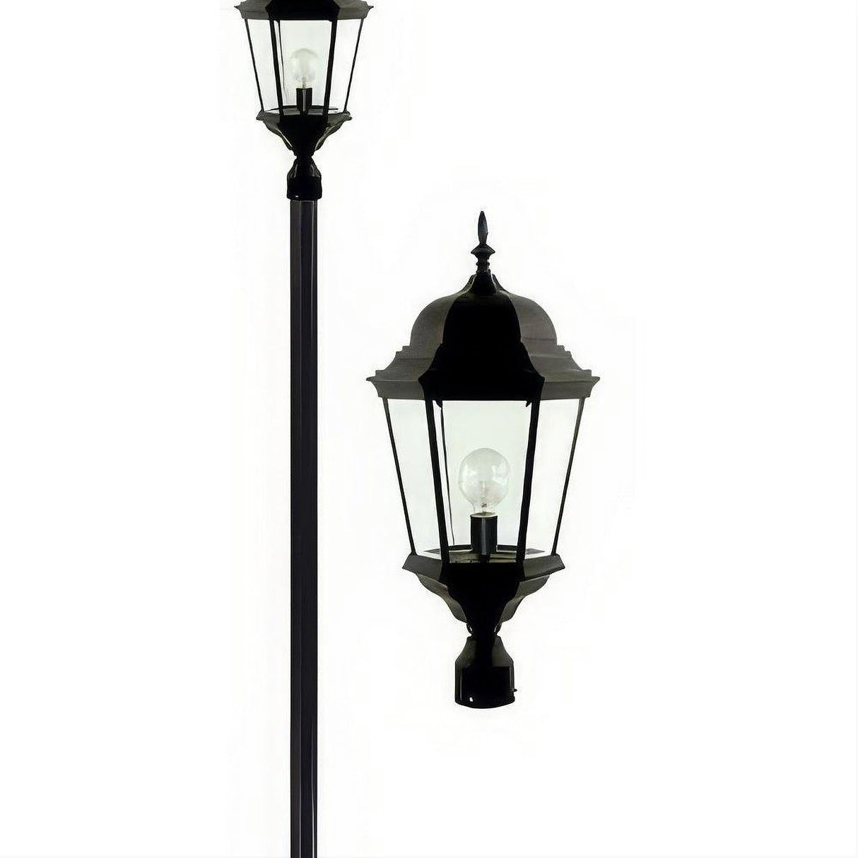 Dabmar Lighting GM2351-L20-30K-B Cast Alum 1 Post Top Fixture Pole + Base 120V-277V G24 LED 20W 30K Black