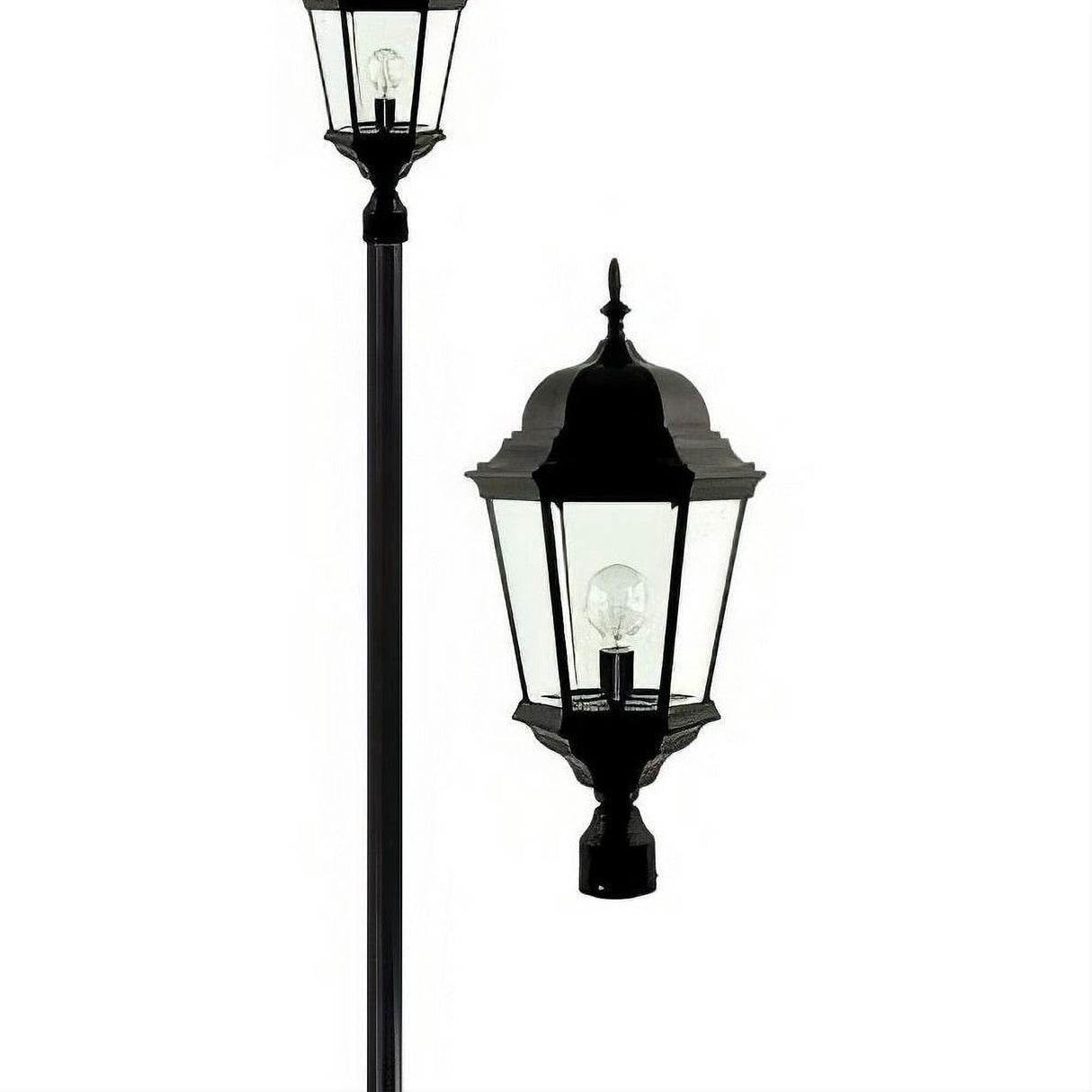 Dabmar Lighting GM2351-L30-30K-B Cast Alum 1 Post Top Fixture Pole + Base 85V-265V E26 LED 30W 30K Black