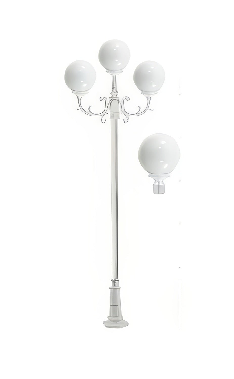 Dabmar Lighting GM2403-L54-65K-W Cast Alum 3 Post Top Fixture Pole + Base 120V E26 3X LED 18W 65K White