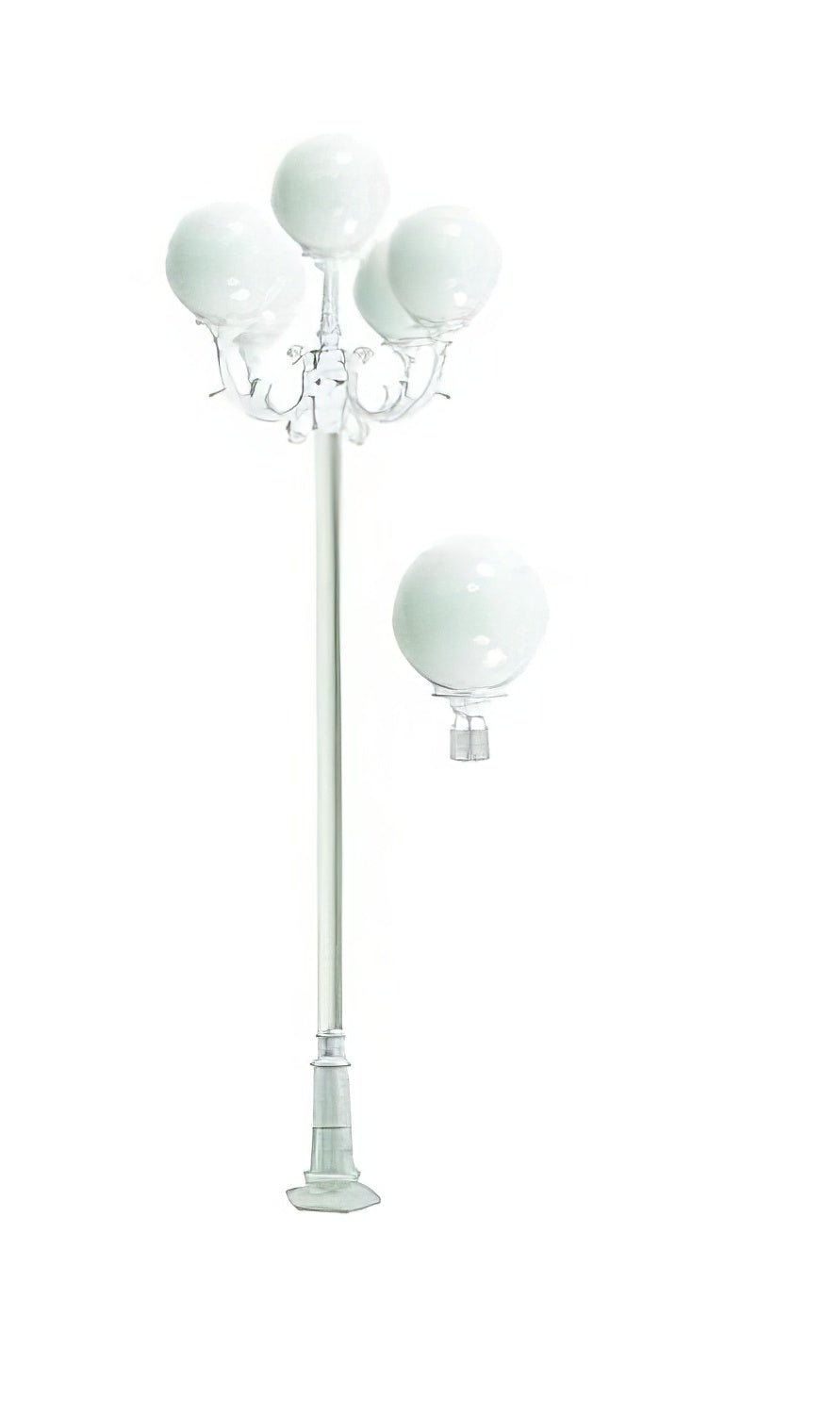 Dabmar Lighting GM2405-L90-30K-W Cast Alum 5 Post Top Fixture Pole + Base 120V E26 5X LED 18W 30K White
