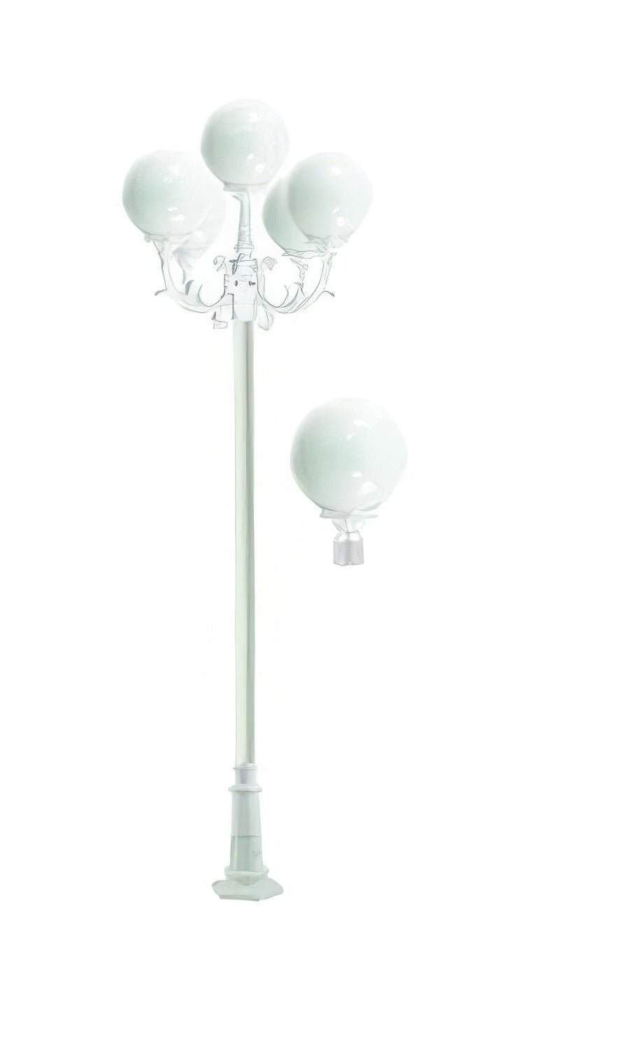 Dabmar Lighting GM2405-L90-65K-W Cast Alum 5 Post Top Fixture Pole + Base 120V E26 5X LED 18W 65K White