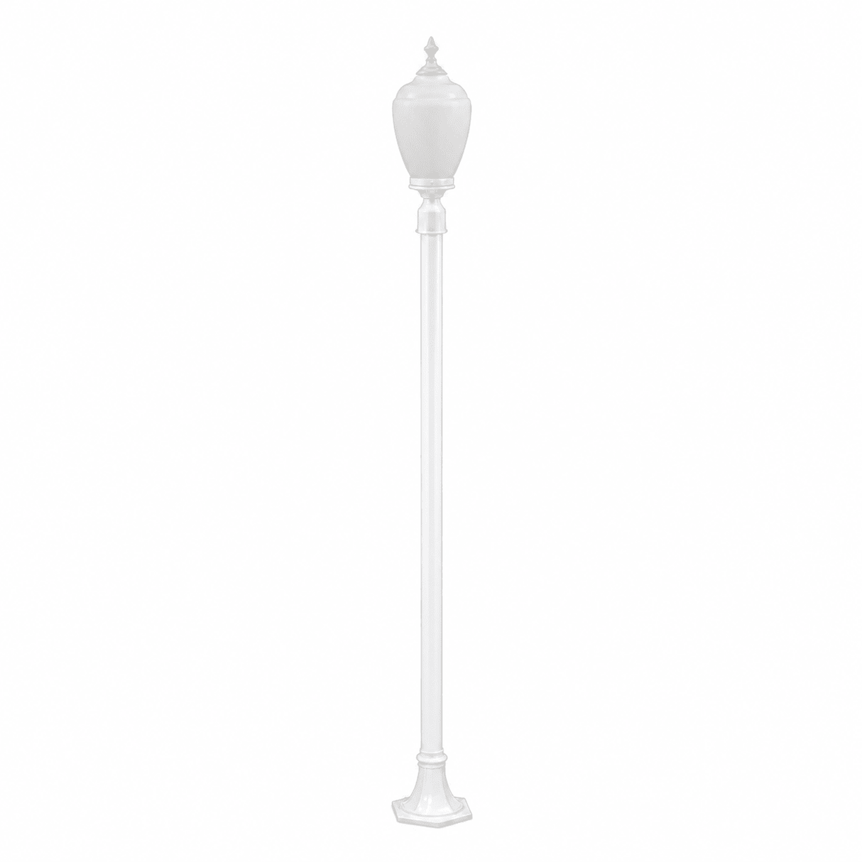 Dabmar Lighting GM2851-L18-30K-W Cast Alum 1 Post Top Fixture Pole + Base 120V E26 LED 18W 30K White