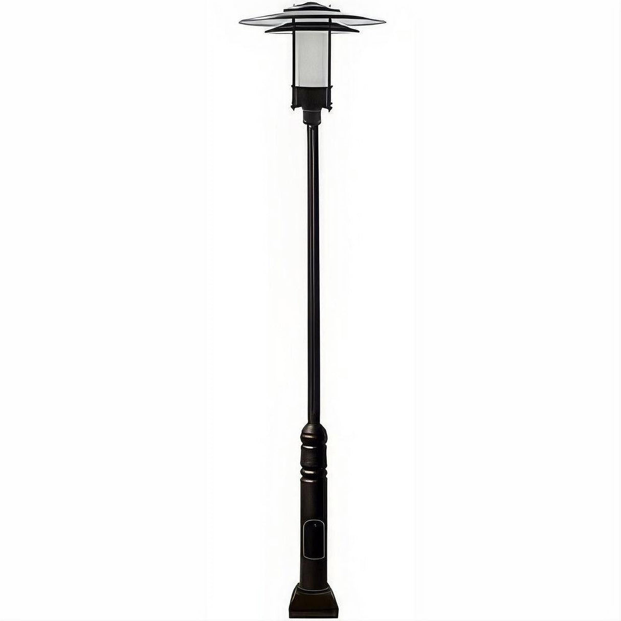 Dabmar Lighting GM5101-B-FR-FR Cast Alum 1 Post Top Fixture Pole + Base 120V E26 No Lamp Frost Black