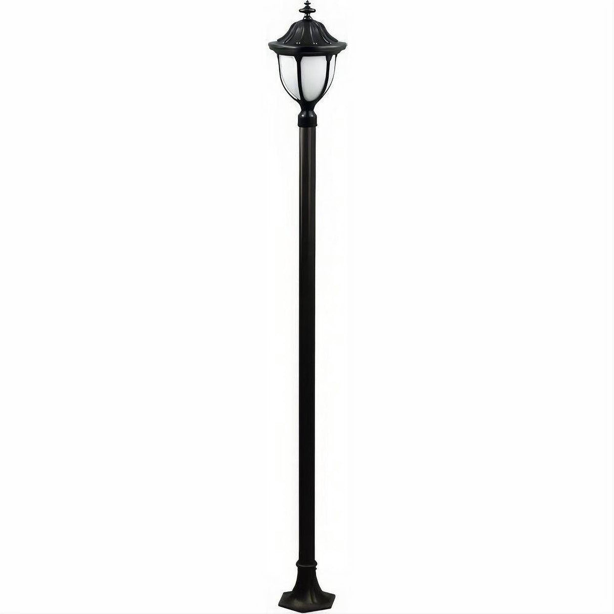Dabmar Lighting GM5521-L18-30K-B Cast Alum 1 Post Top Fixture Pole + Base 120V E26 LED 18W 30K Black