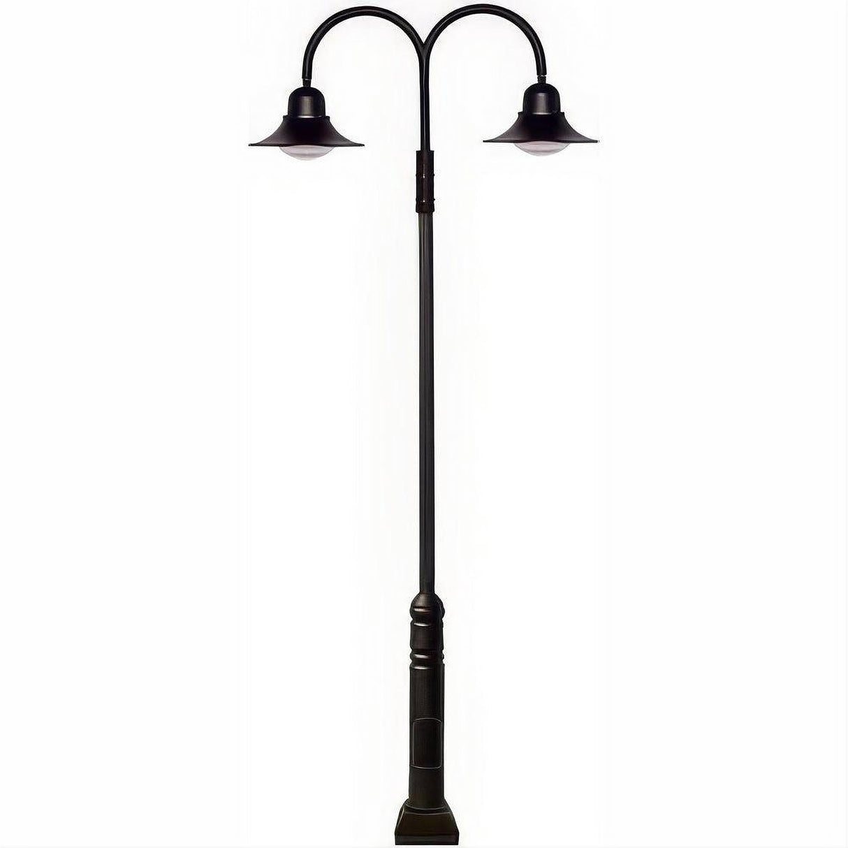 Dabmar Lighting GM6051-LB120-50K-B Cast Alum 1 Post Top Fixture Pole + Base 120V-277V 2X LB 60W 50K Black