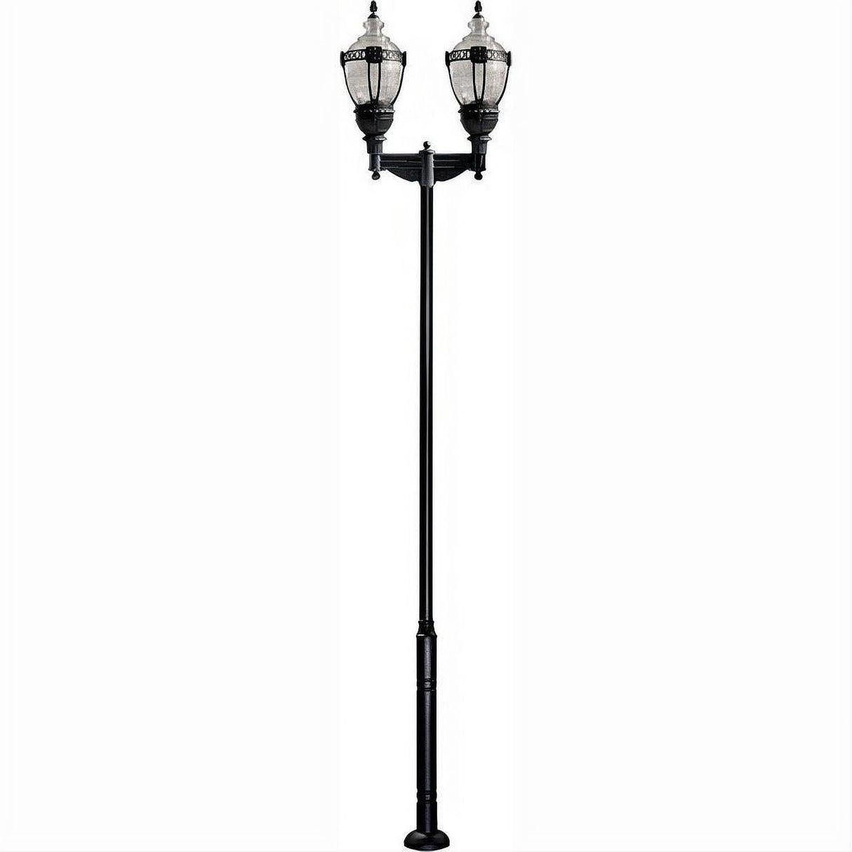 Dabmar Lighting GM6602-L108-40K-B Cast Alum 2 Post Top Fixture Pole + Base 120V-277V E39 2X LED 54W 40K Black