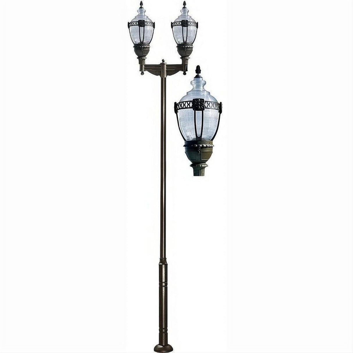 Dabmar Lighting GM6602-L160-40K-BZ Cast Alum 2 Post Top Fixture Pole + Base 120V-277V E39 2X LED 80W 40K Bronze