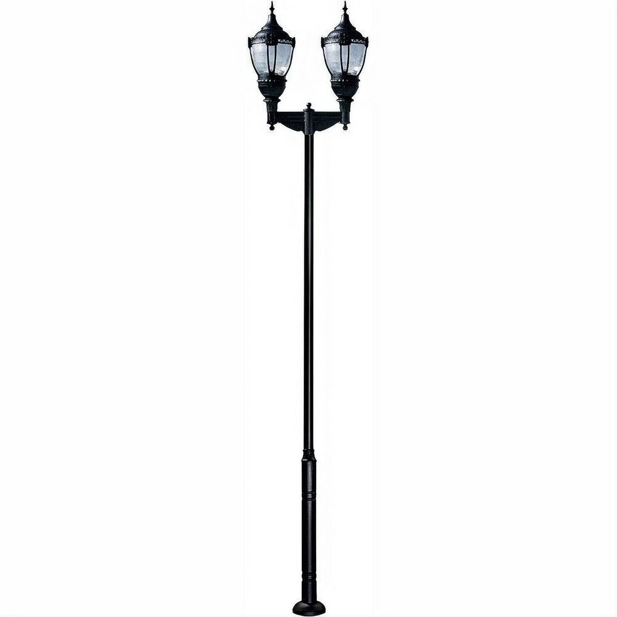 Dabmar Lighting GM9102-L108-50K-B Cast Alum 1 Post Top Fixture Pole + Base 120V-277V E39 2X LED 54W 50K Black