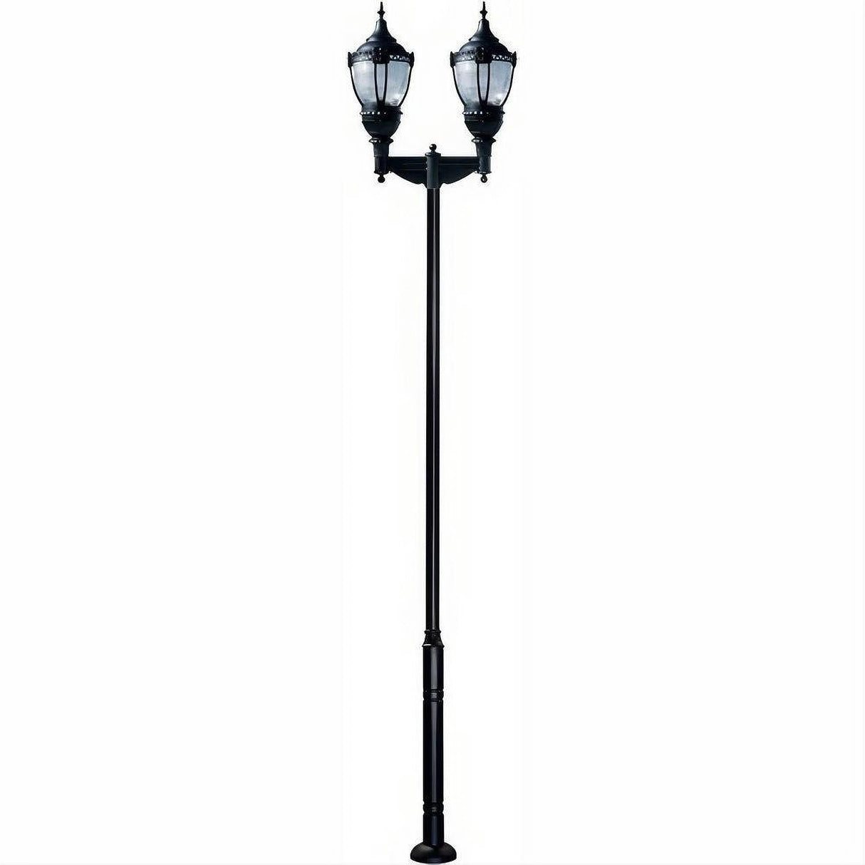 Dabmar Lighting GM9102-L160-50K-B Cast Alum 1 Post Top Fixture Pole + Base 120V-277V E39 2X LED 80W 50K Black