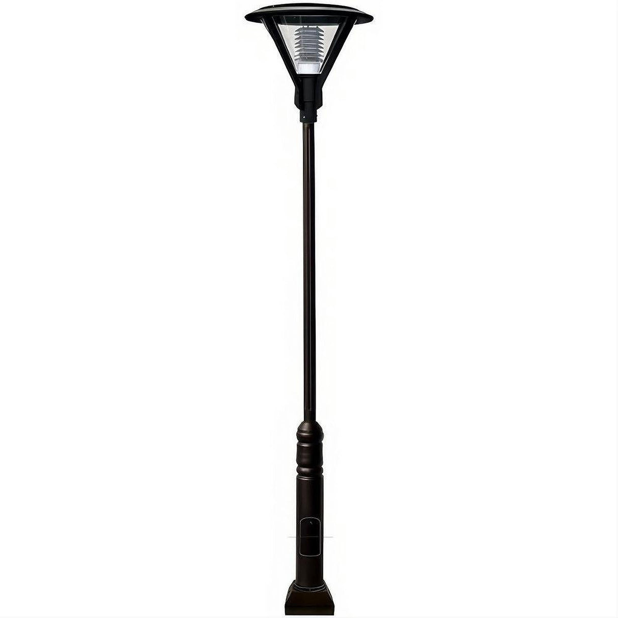 Dabmar Lighting GM9501-L18-65K-B Cast Alum 1 Post Top Fixture Pole + Base 120V-277V E26 LED 18W 65K Black