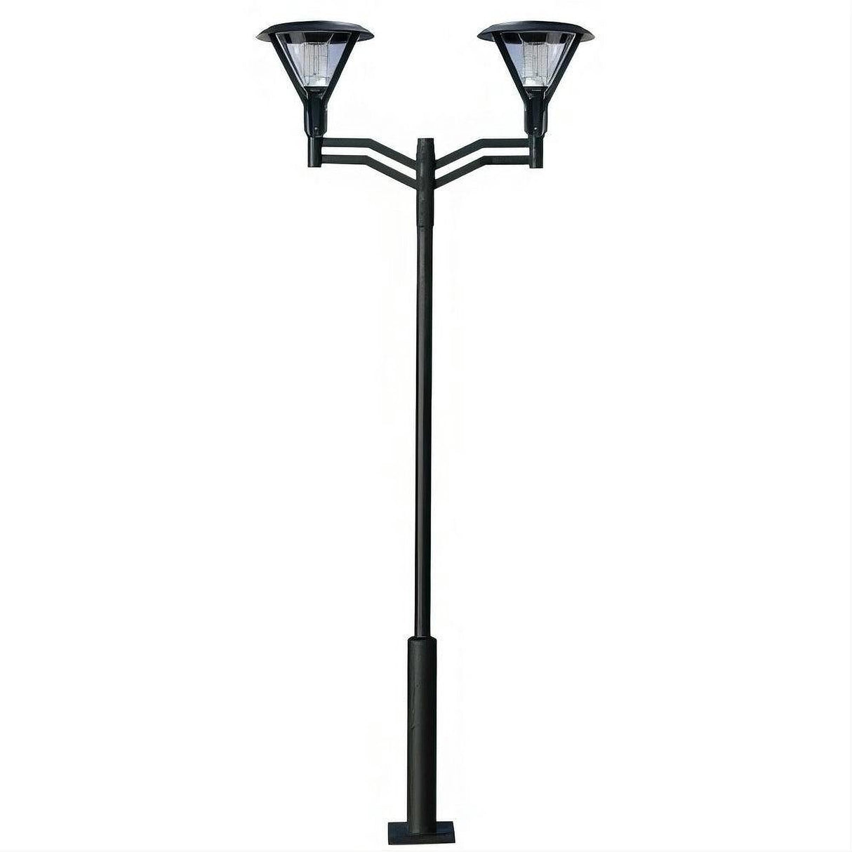 Dabmar Lighting GM9502-L60-30K-B Cast Alum 2 Post Top Fixture Pole + Base 85V-265V E26 2X LED 30W 30K Black