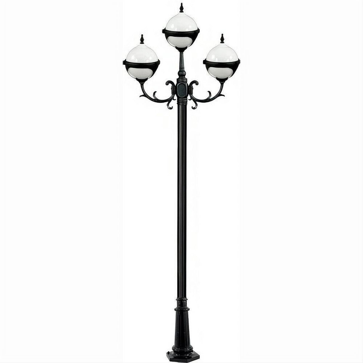Dabmar Lighting GM9723-L18-RGBW-B Cast Alum 3 Post Top Fixture Pole + Base 86V-265V E26 3X LED 6W RGBW Black