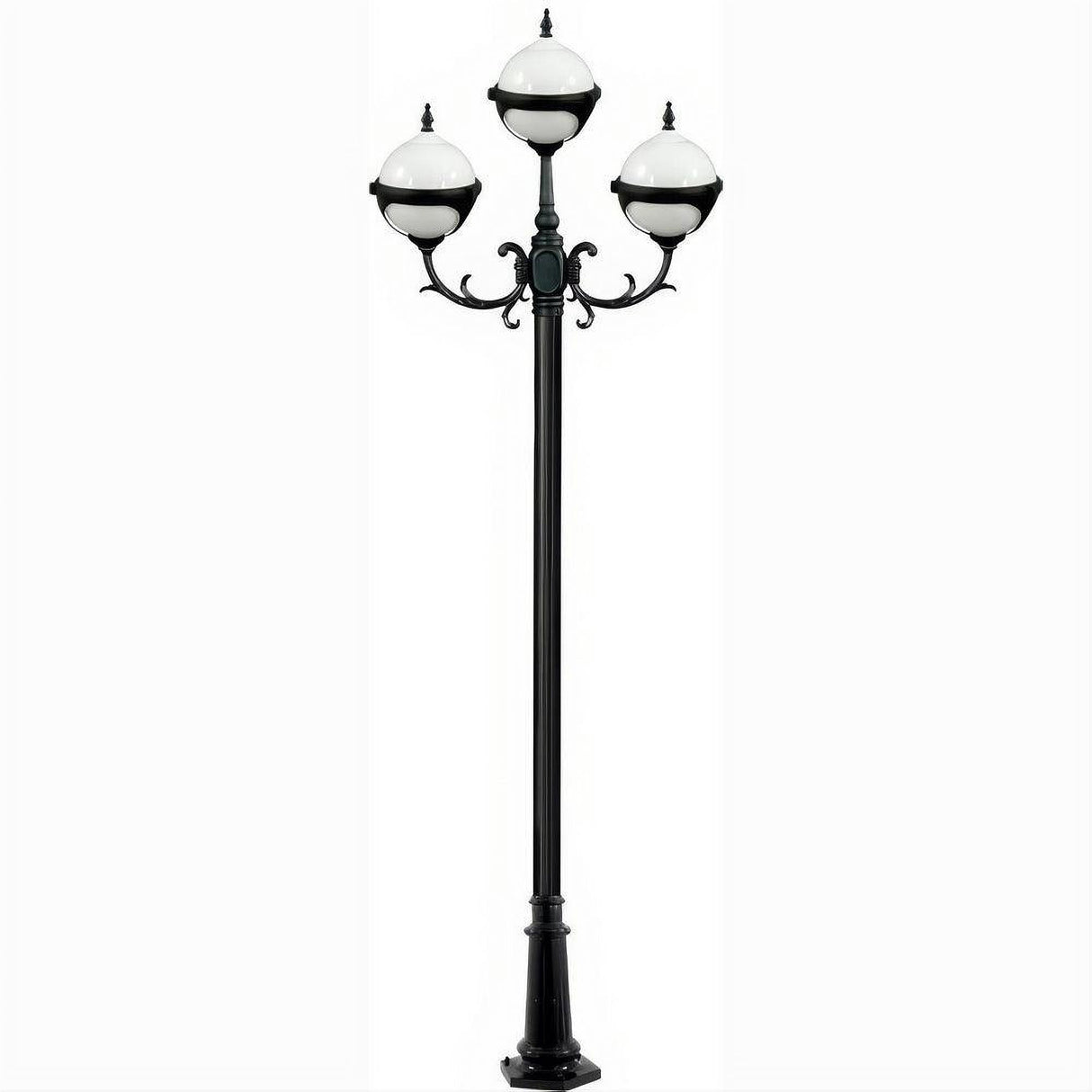 Dabmar Lighting GM9723-L27-27K-B Cast Alum 3 Post Top Fixture Pole + Base 120V GU24 3X LED 9W 27K Black