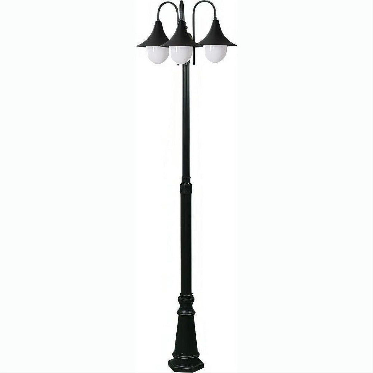 Dabmar Lighting GM9903-L18-30K-B Cast Alum 3 Post Top Fixture Pole + Base 120V E26 3X LED 6W 30K Black
