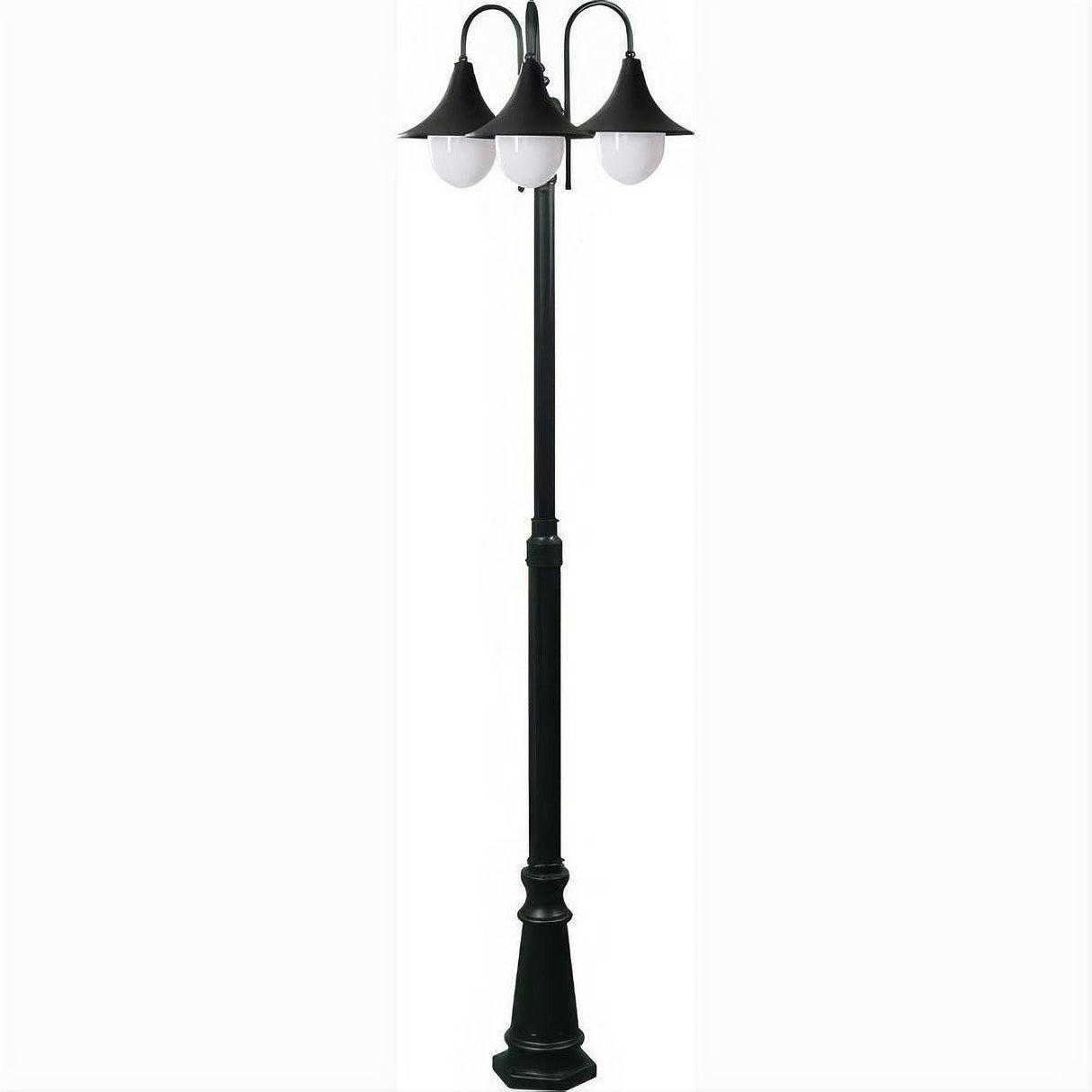 Dabmar Lighting GM9903-L54-30K-B Cast Alum 3 Post Top Fixture Pole + Base 120V E26 3X LED 18W 30K Black