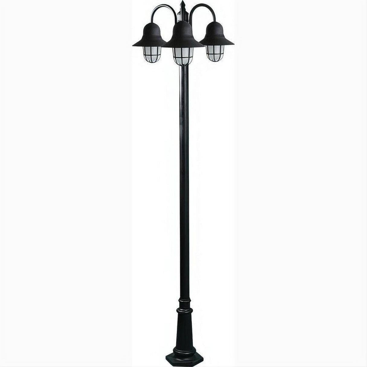 Dabmar Lighting GM9913-L54-30K-B Cast Alum 3 Post Top Fixture Pole + Base 120V E26 3X LED 18W 30K Black