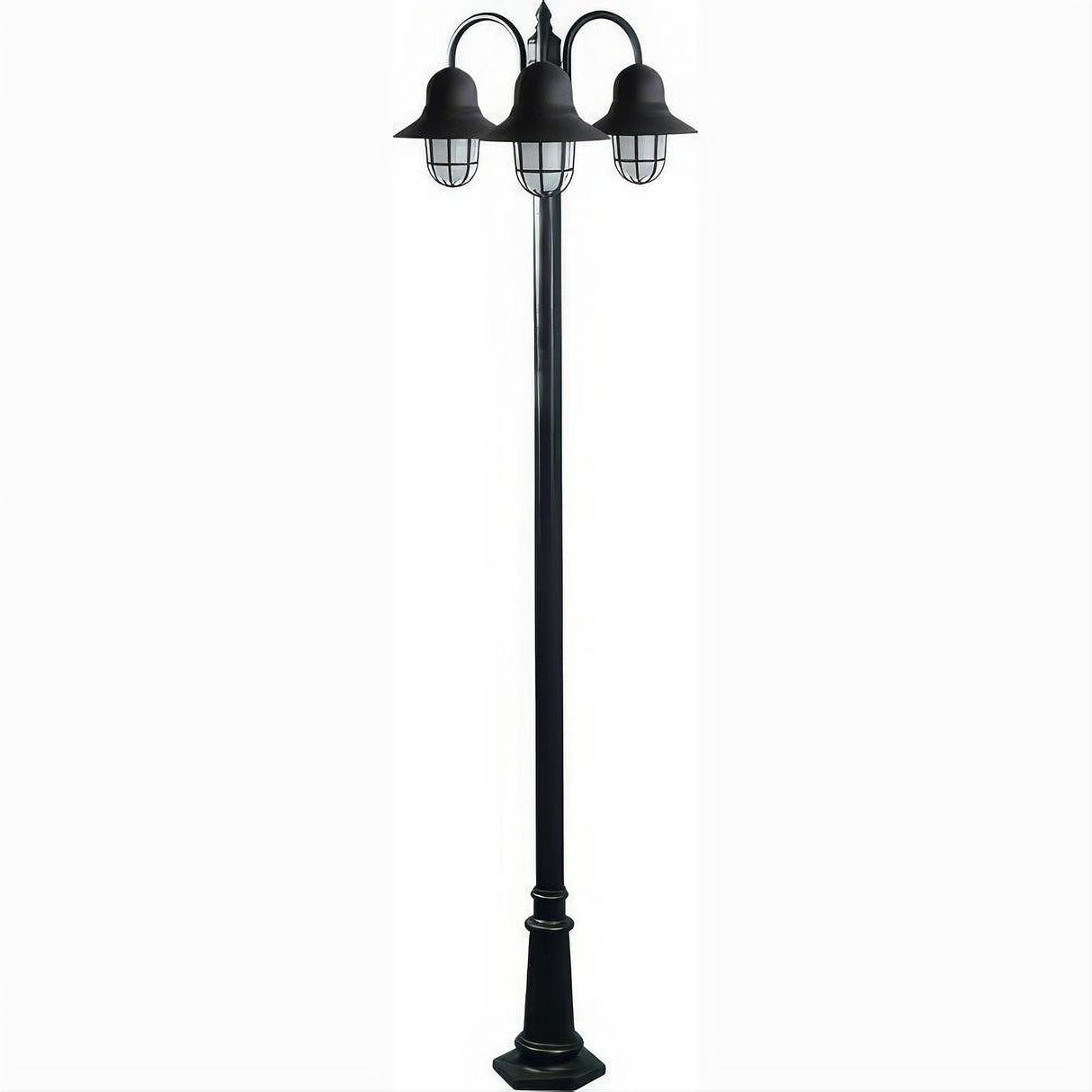 Dabmar Lighting GM9913-L54-65K-B Cast Alum 3 Post Top Fixture Pole + Base 120V E26 3X LED 18W 65K Black