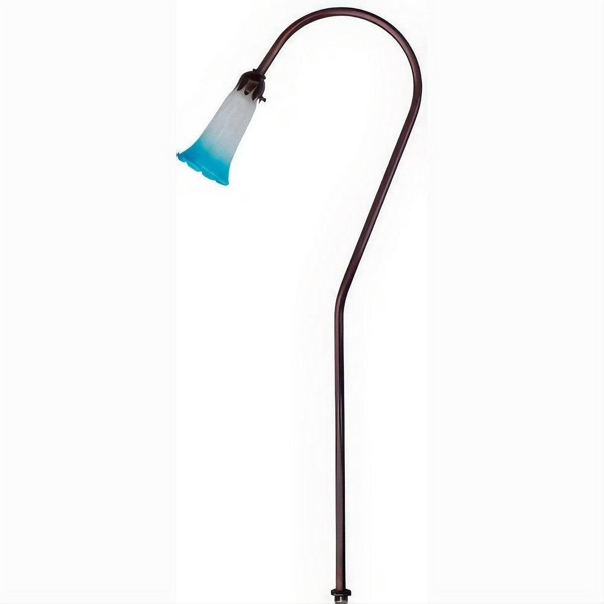 Dabmar Lighting LV114-BLUE-L3-64K-ABZ Brass Blue Flower Glass Path Light 12V G4 LED 3W 64K Antique Bronze