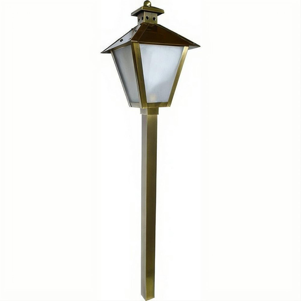 Dabmar Lighting LV82-L3-AMB-ABS Brass Post Lantern Path Light 12V G4 3W Amber Antique Brass