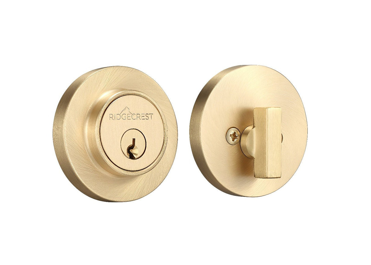 Sure-Loc DB201-RMT SB satin brass single cylinder deadbolt
