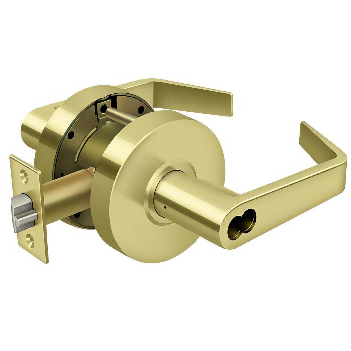 Deltana CL509ECCNC-3 Clarendon Grade 2 Classroom Door Lever without Cylinder Polished Brass