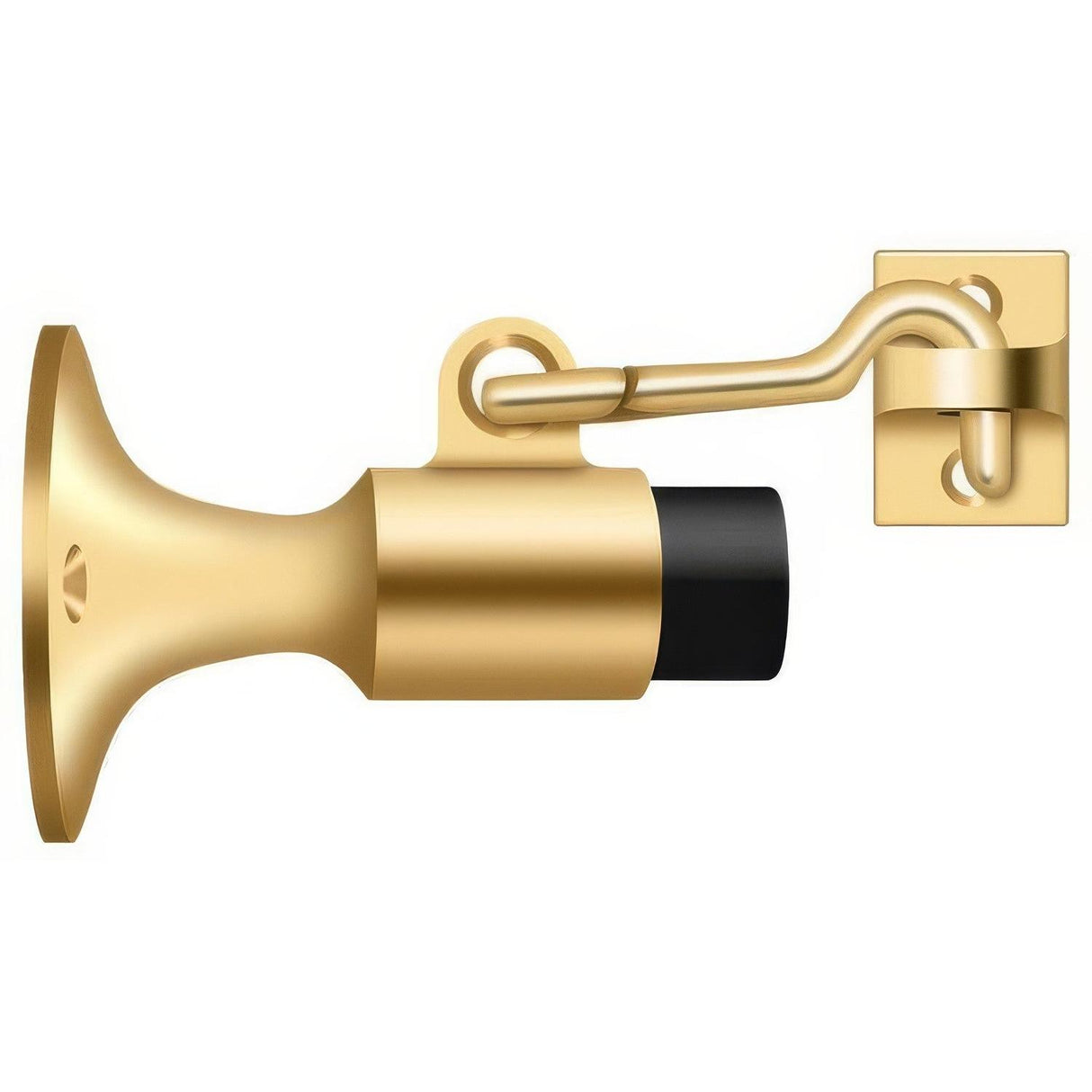 Deltana SAHW325CR003 SAHW325 3-5/8" Wall Mount Door Stop with Hook Latch Lifetime Polished Brass