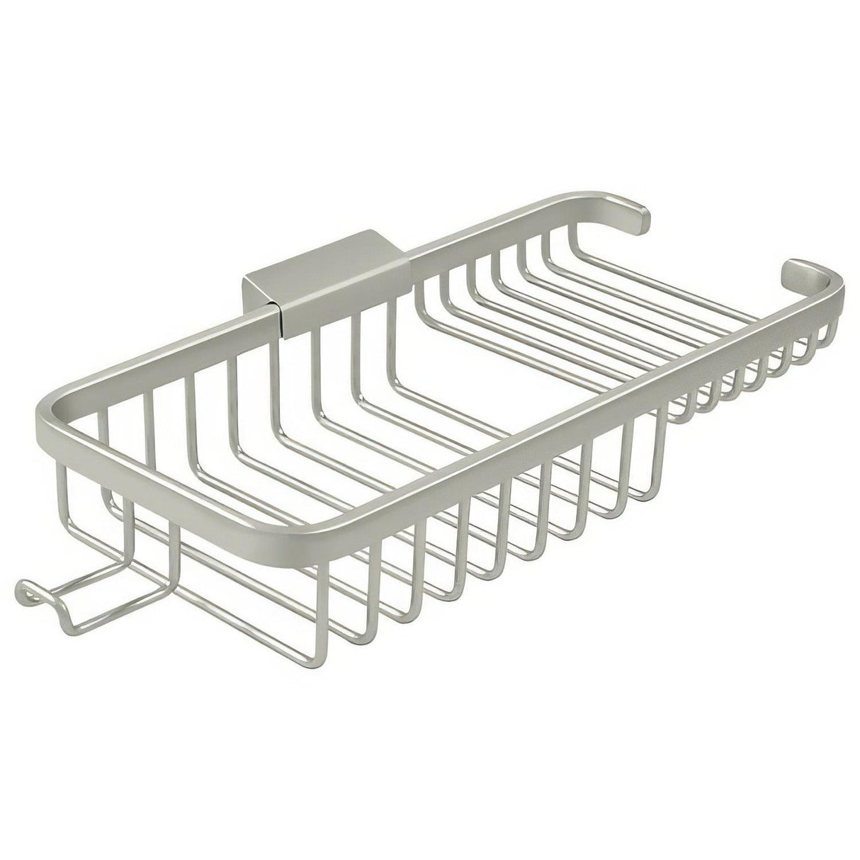 Deltana WBR1051HU15 WBR1051H 10-3/8" x 4-7/8" Dual Level Wire Shower Basket with Hook Satin Nickel