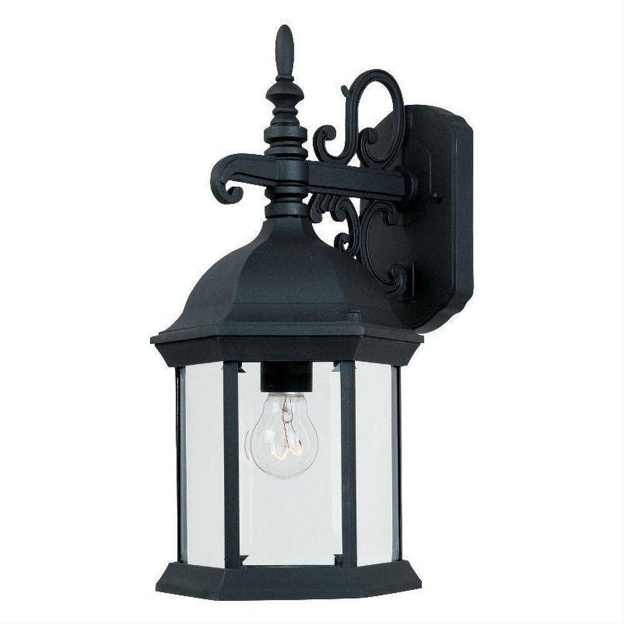 Designers Fountain 2971-BK Devonshire 1 Light Cast Aluminum 8" Wall Lantern Black