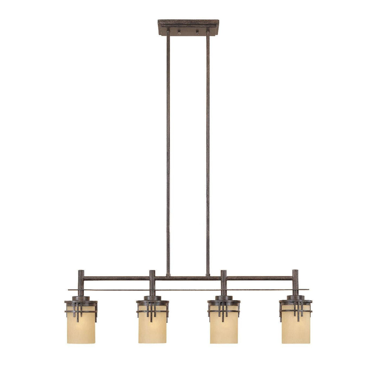 Designers Fountain 82138-WM Mission Ridge Asian Four Light Down Lighting Island Billiard Fixture Warm Mahogany