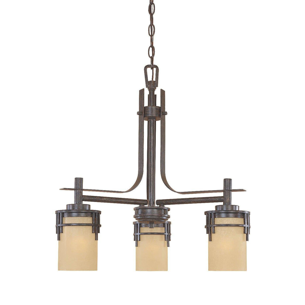 Designers Fountain 82183-WM Mission Ridge Asian Three Light Down Lighting Chandelier Warm Mahogany