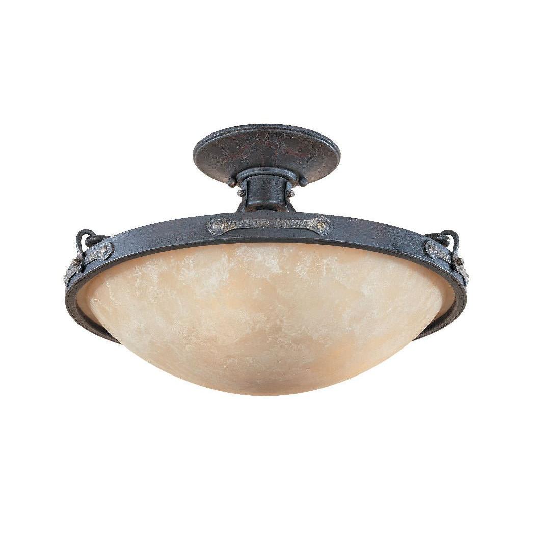 Designers Fountain 97311-WSD Austin Rustic Country Three Light Down Lighting Semi Flushmount Weathered Saddle