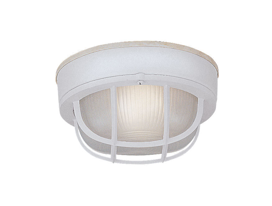Designers Fountain 2073-WH Bulk Head 1 Light 7" Round Bulkhead With Guard