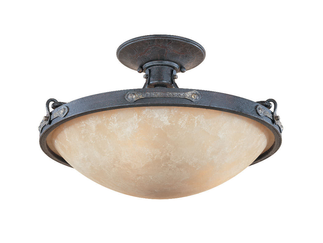 Designers Fountain 97311-WSD Austin Rustic Country Three Light Down Lighting Semi Flushmount
