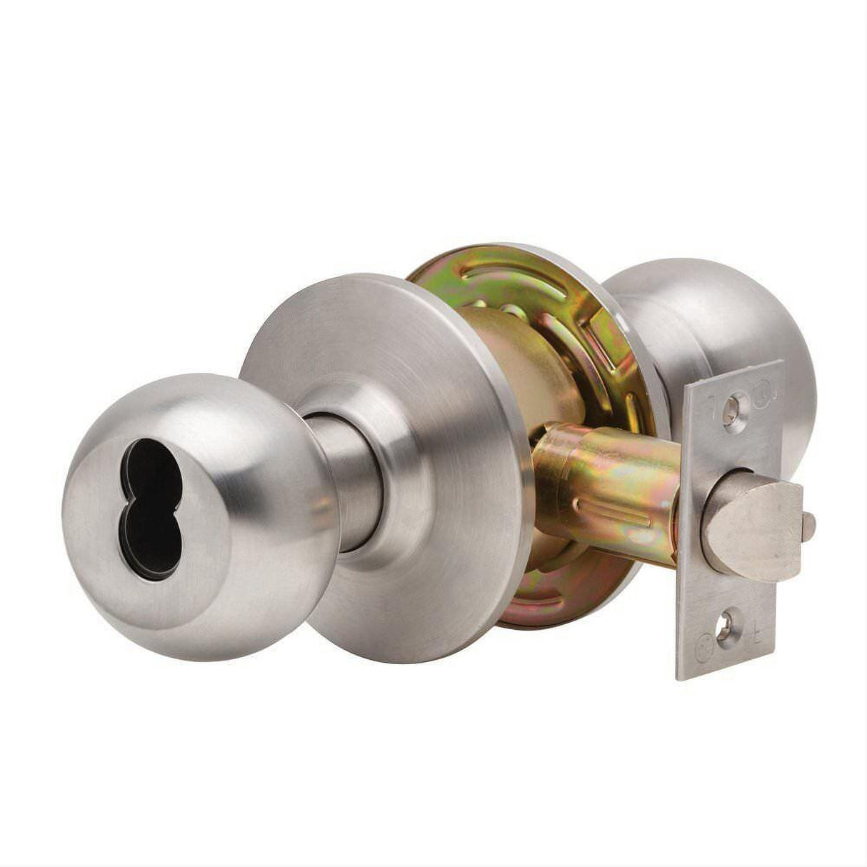 Dexter Commercial C2000ENTRB630SFIC C2000ENTRB6 Entry Office Grade 2 Ball Knob Non Clutching Cylindrical Lock Satin Stainless Steel