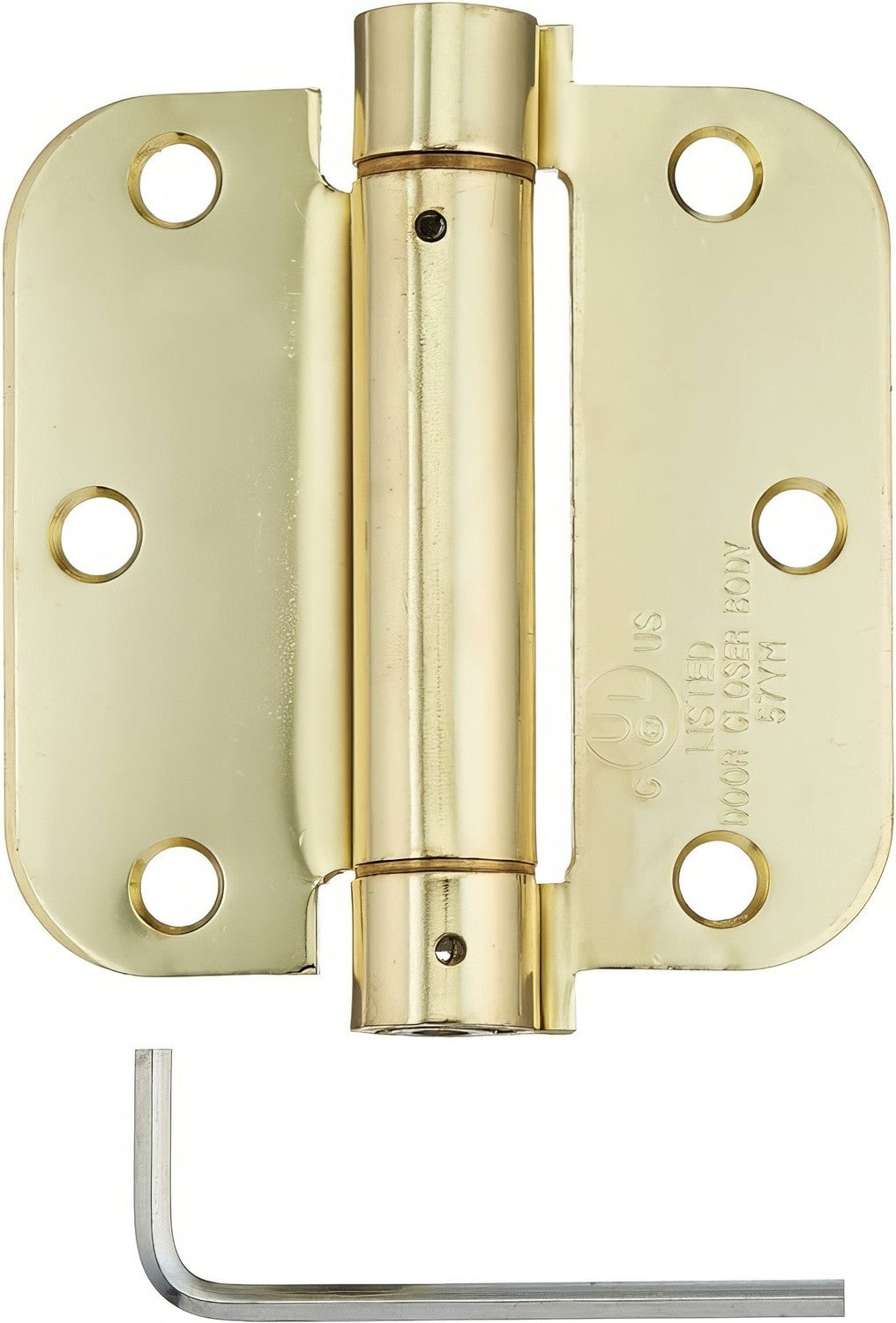 Deltana DSH35R53/4 polished brass / brushed brass spring hinge