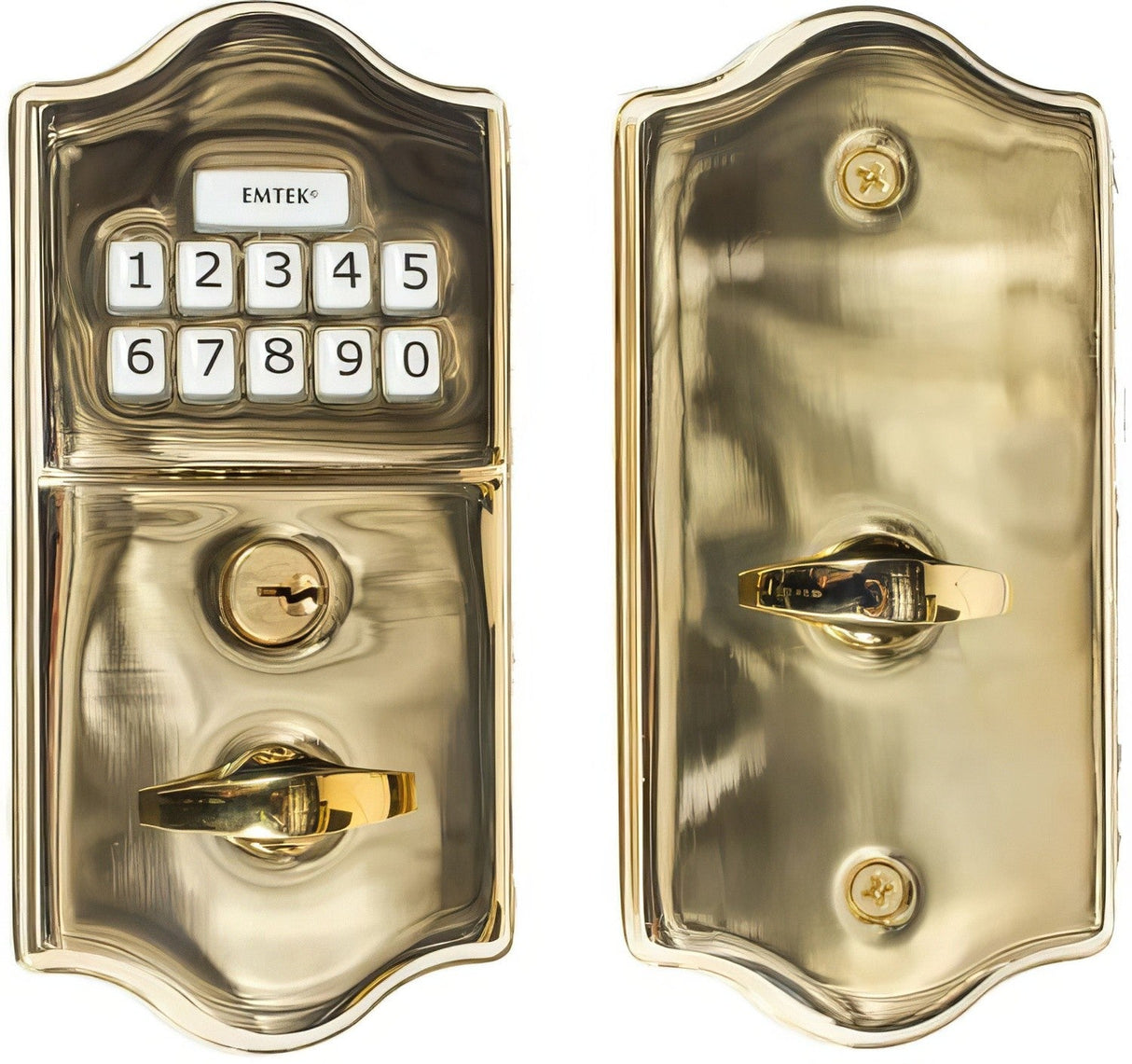 Emtek E1000US3 lifetime polished brass keypad deadbolt
