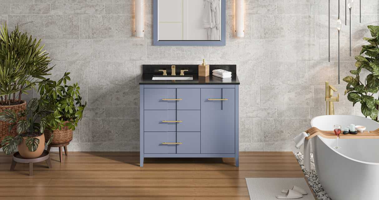 Jeffrey Alexander Katara 42" Blue Steel Single Sink Bathroom Vanity with Black Granite Top - 8 in. Widespread Faucet Top product image 6