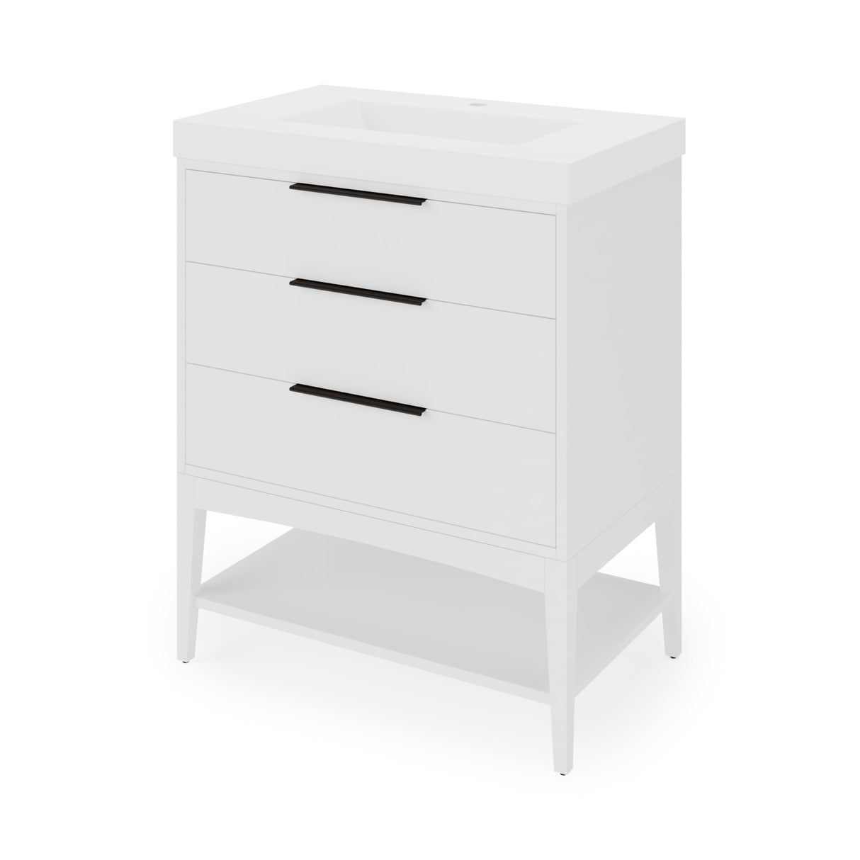 Jeffrey Alexander Gardner 31" White Single Sink Bathroom Vanity with White Resin Top - Single-Hole Faucet Top - VKGAR30WHWDWHRE