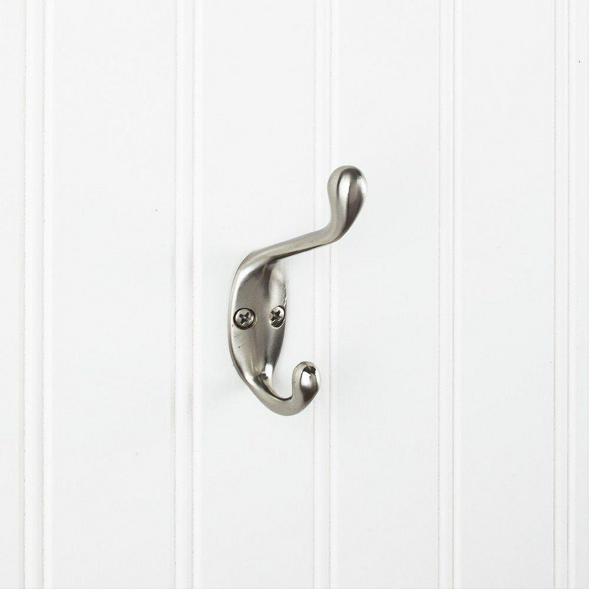 Elements YD40-337SN 3-3/8" Double Zinc Wall Mount Coat Hook Satin Nickel