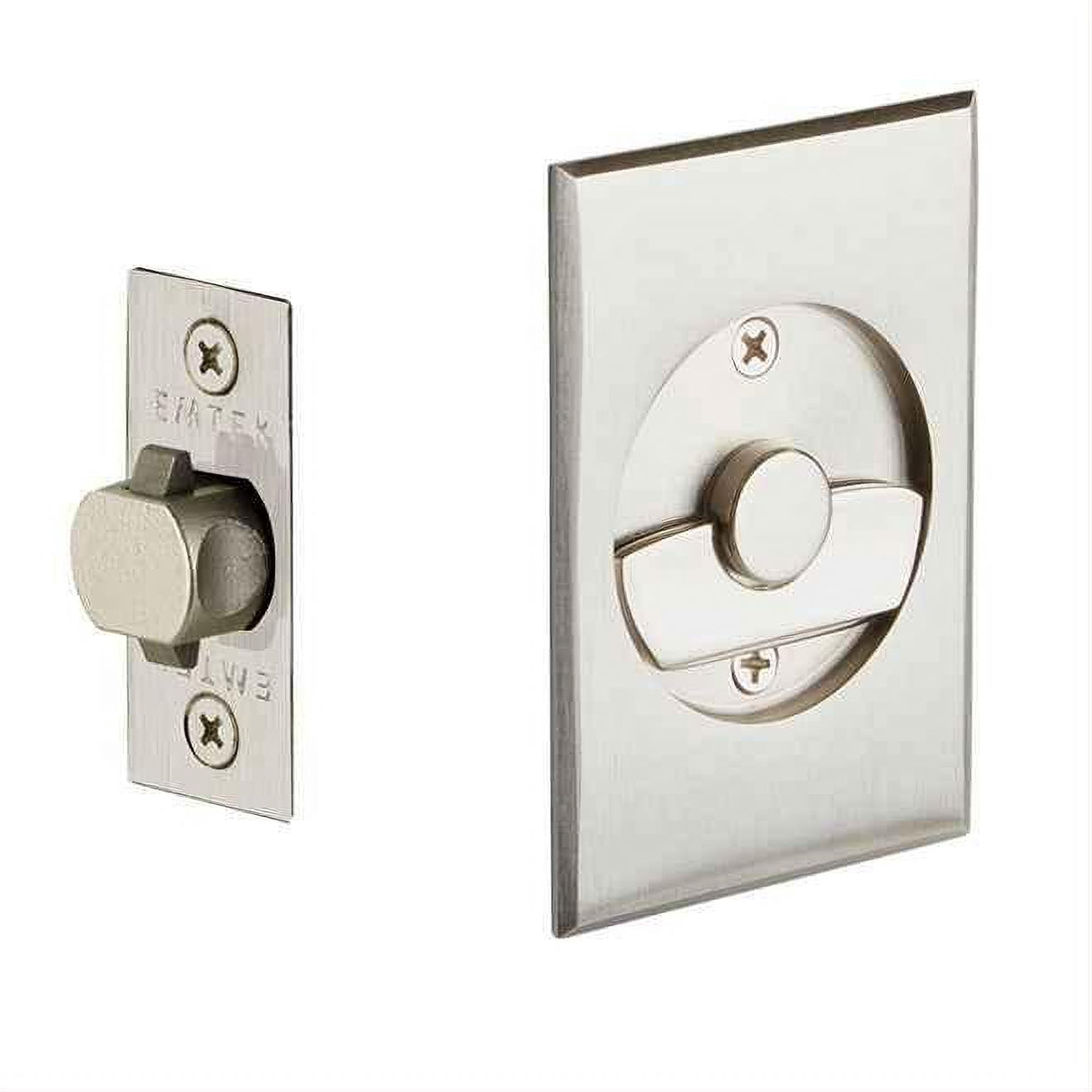 Emtek 2015US15 Privacy Pocket Door Tubular Lock with Privacy Strike Plate and Dust Box Satin Nickel