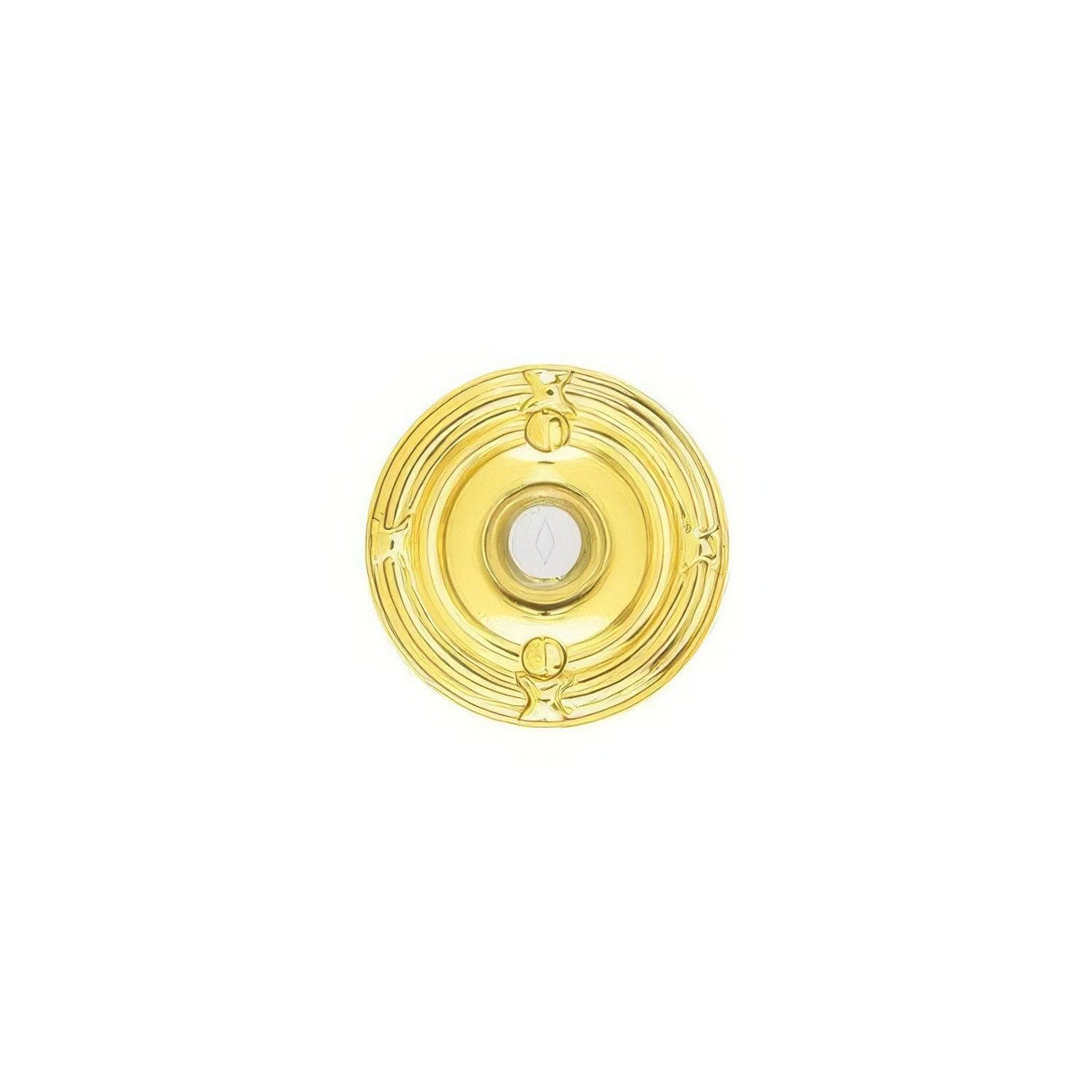 Emtek 2407US3 2407US 2-3/4" Diameter Ribbon and Reed Style Brass Lighted Doorbell Rosette Polished Brass