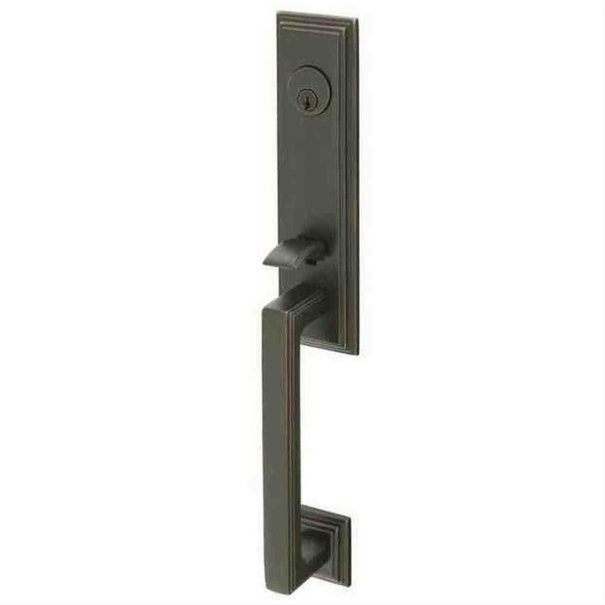 Emtek 4211MUS10BLH Lever Left Hand 2-3/8" and 2-3/4" Backset Single Cylinder Wilshire Tubular Handleset Oil Rubbed Bronze