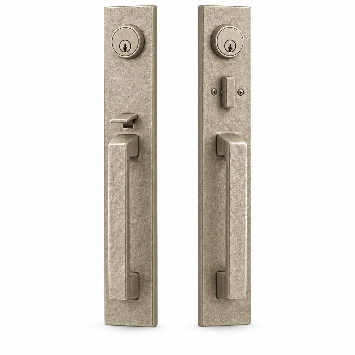 Emtek 454727TWB Ridgemont Double Cylinder Keyed Entry Grip by Grip Handleset - Tumbled White Bronze