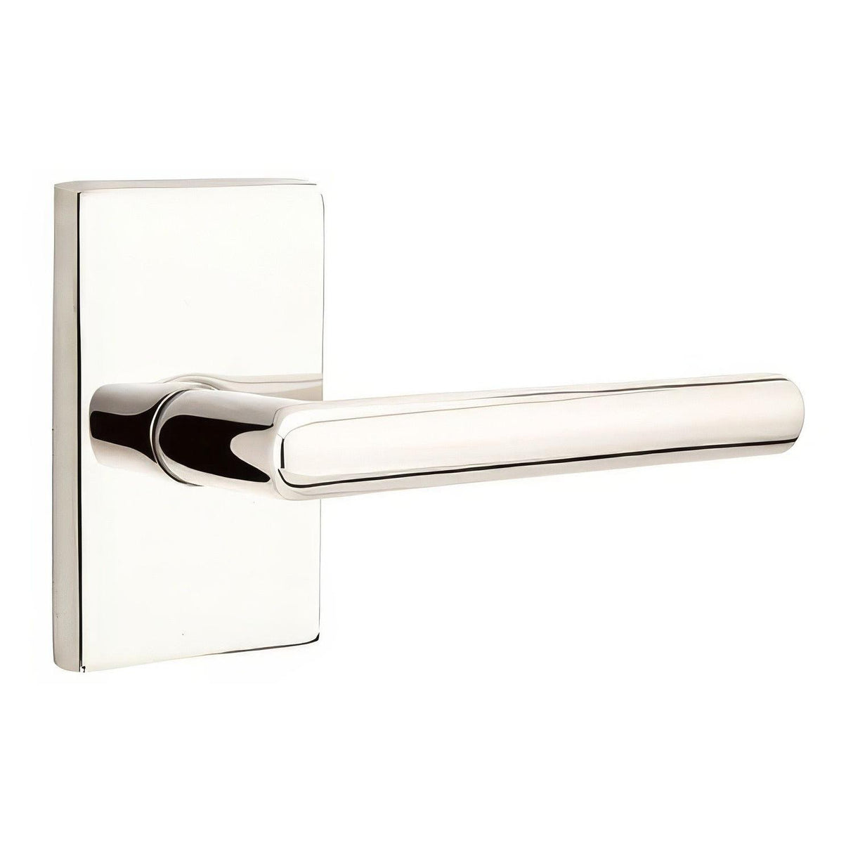 Emtek 5052STUUS14 5052STUUS Stuttgart Lever Dummy Pair With Modern Rectangular Rose Polished Nickel Lifetime