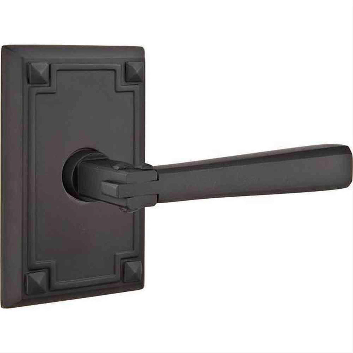 Emtek 5055ACUS19 5055ACUS Arts and Crafts Dummy Door Lever Pair with Arts and Crafts Rectangular Rose Flat Black