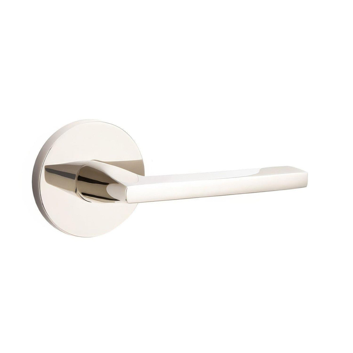 Emtek 5109HLOUS14RH 5109HLOUSRH Helios Lever Right Hand 2-3/8" Backset Passage with Disk Rose Polished Nickel Lifetime