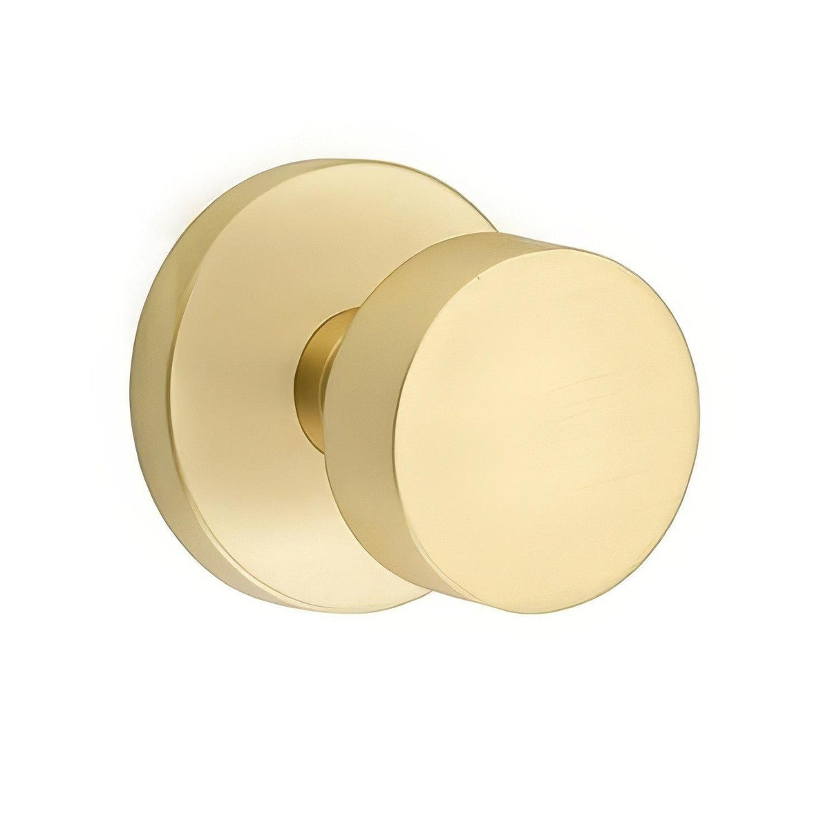 Emtek 5109ROUUS3NLXUS26 5109ROUUS Round Knob 2-3/8" Backset Passage with Disk Rose Unlacquered Brass by Polished Chrome
