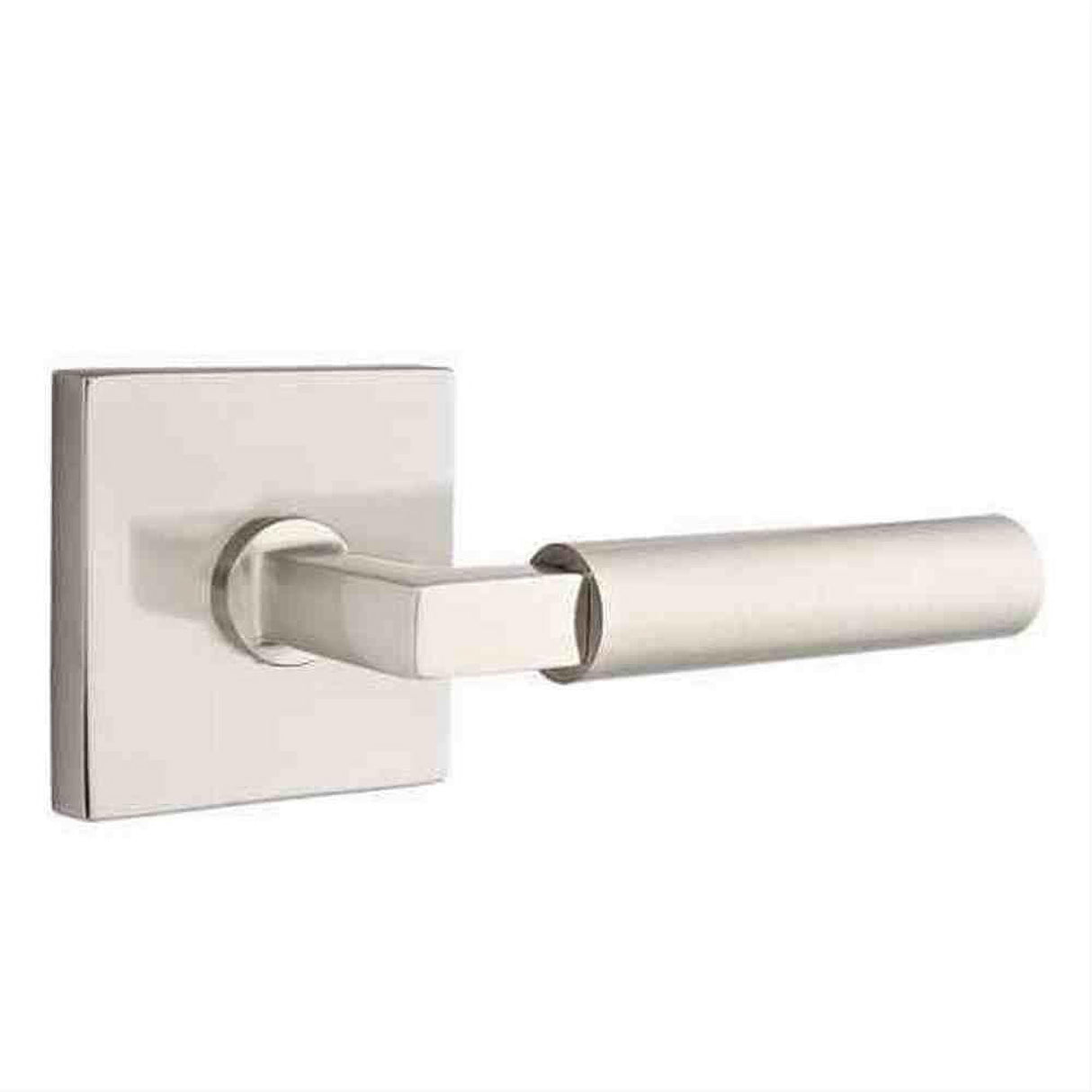 Emtek 5110HECUS15RH Lever Right Hand 2-3/8" Backset Passage with Square Rose for 1-1/4" to 2" Door Satin Nickel