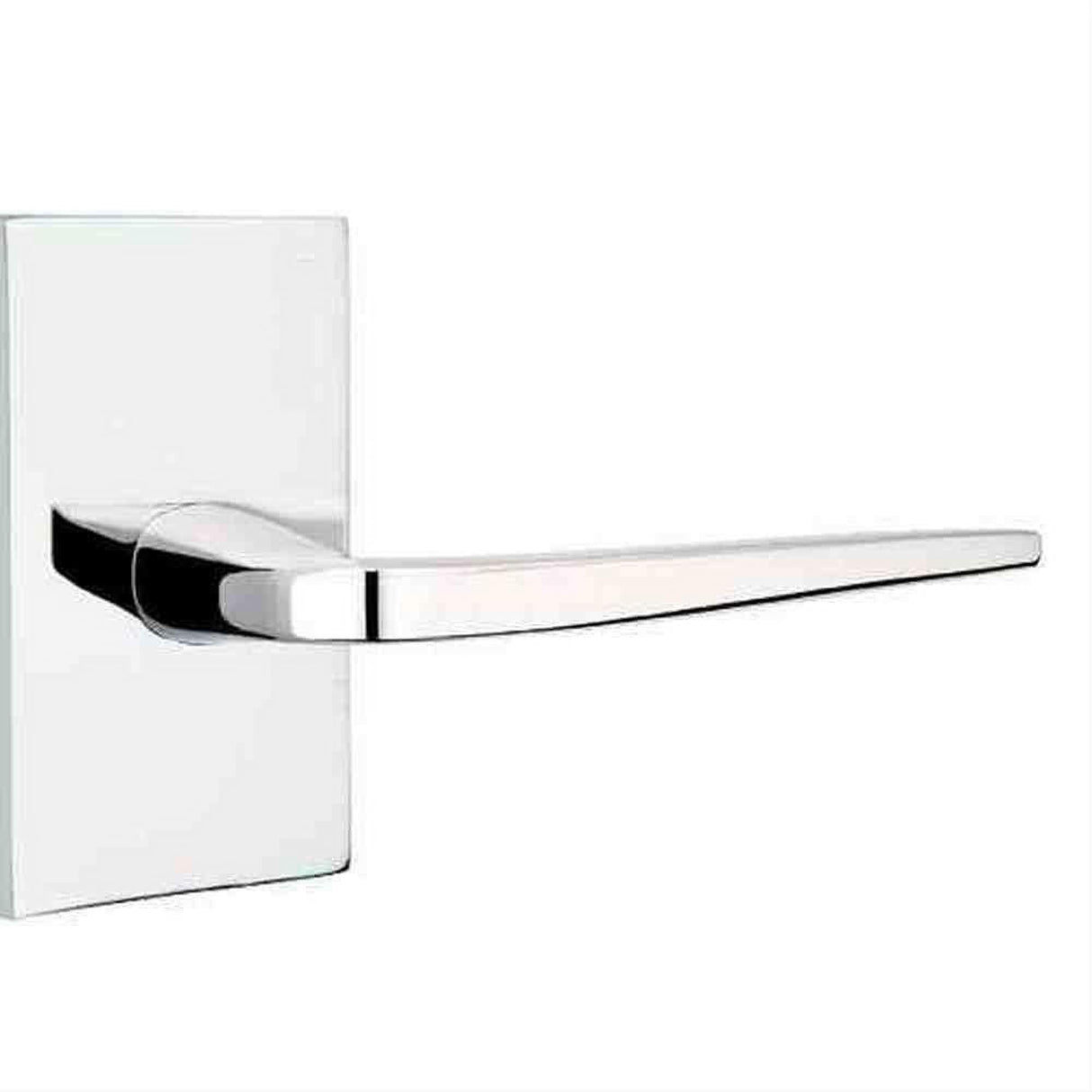 Emtek 5112ATNUS26LH Lever Left Hand 2-3/8" Backset Passage with Modern Rectangular Rose for 1-1/4" to 2" Door Polished Chrome
