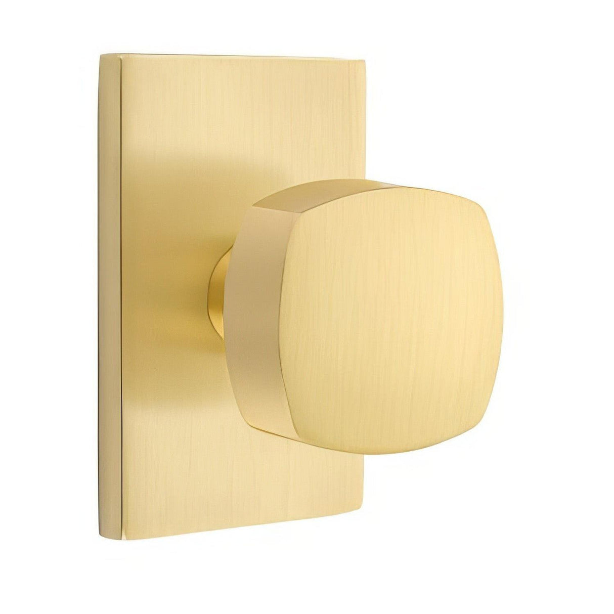 Emtek 5112FRKUS19XUS14 5112FRKUS Freestone Knob 2-3/8" Backset Passage with Modern Rectangular Rose Flat Black by Polished Nickel Lifetime